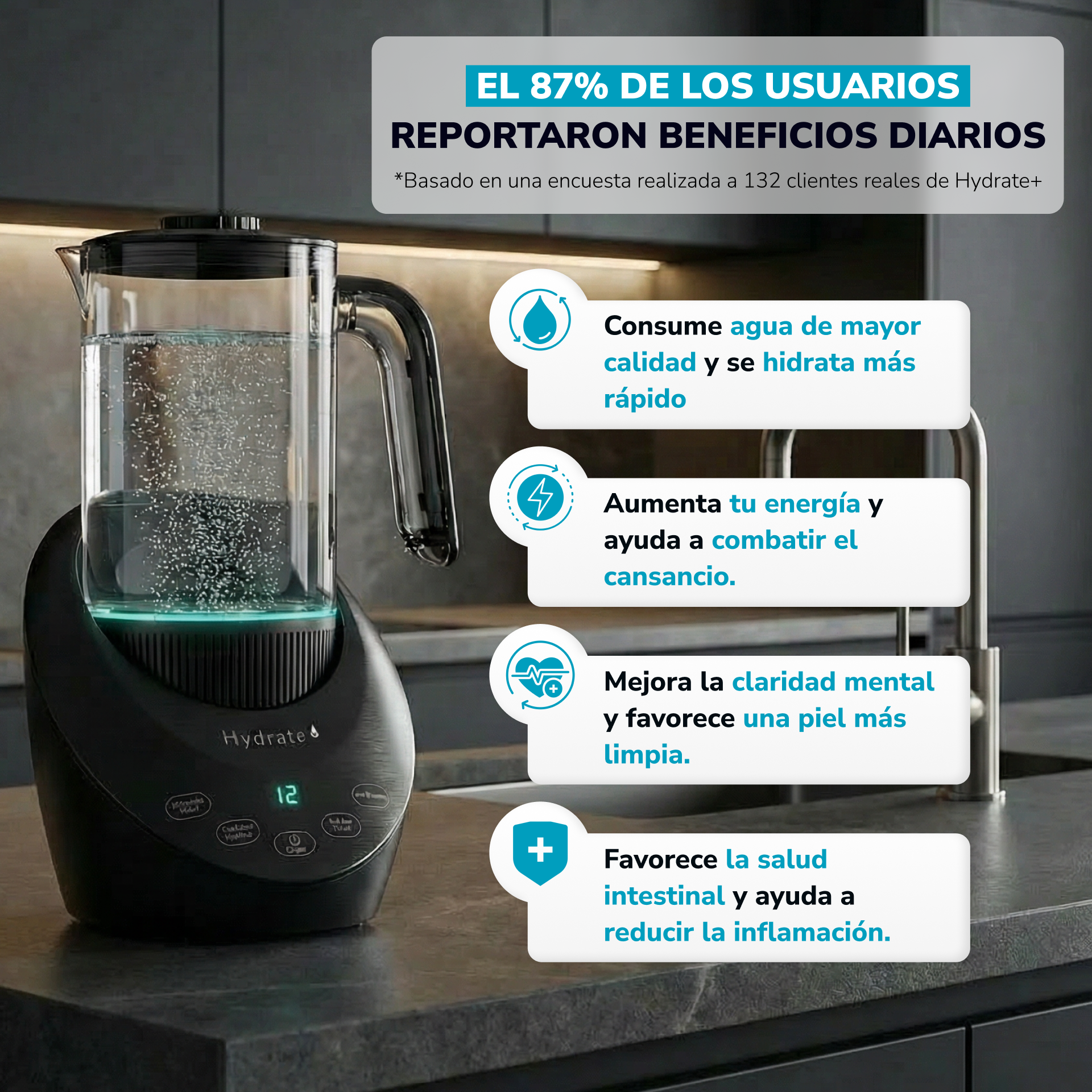 Jarra de agua hidrogenada